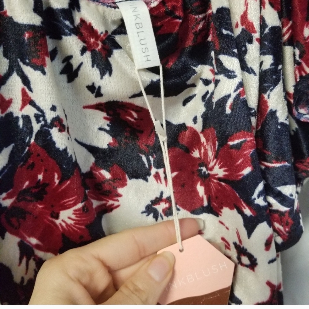 NWT Pinkblush off the shoulder velveteen dress. - Picture 6 of 6